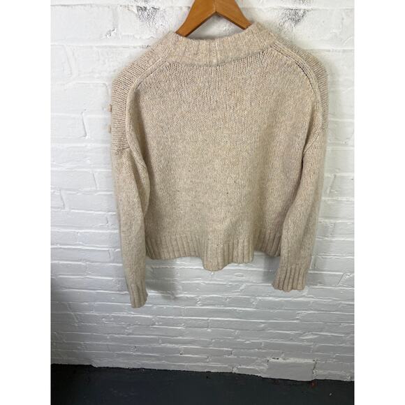 Madewell Women's Placed Bobble Mockneck Sweater Long Sleeve Beige Size Medium - Picture 5 of 8